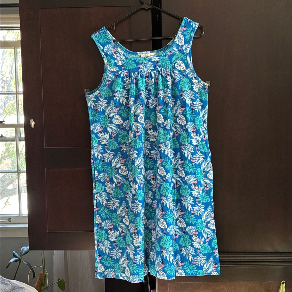 Vintage CW Classics kids size L tropical flamingo terry cloth dress